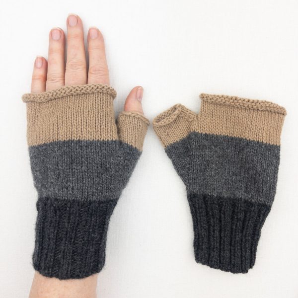Cashmere Three Tone Fingerless Mitts | Lang Yarns Cashmere Premium and Knitting Pattern (#407) Sale