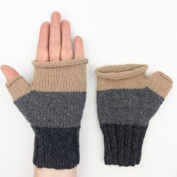 Cashmere Three Tone Fingerless Mitts | Lang Yarns Cashmere Premium and Knitting Pattern (#407) Sale - Image 2
